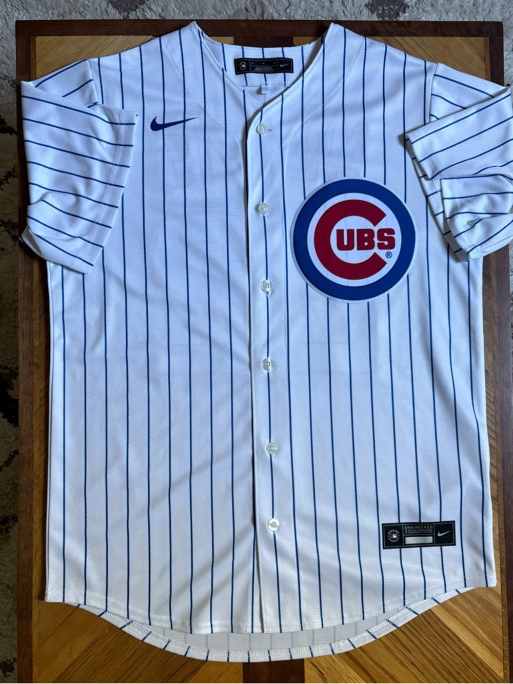 Men’s Nike Chicago Cubs White Pinstripe Baseball Jersey
